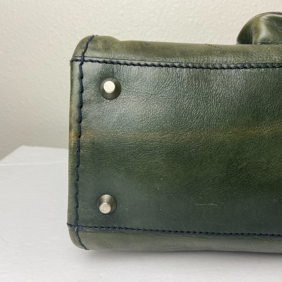 Authentic Chloe  Edith Green Leather Satchel Bag Purse Travel Bag - Picture 9 of 14